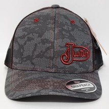 Justin Camo Snapback Hat Logo Trucker Cap Grey Black Maroon Mesh-back NWT  - £20.15 GBP