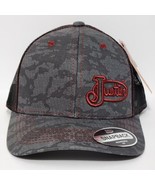 Justin Camo Snapback Hat Logo Trucker Cap Grey Black Maroon Mesh-back NWT  - £20.54 GBP