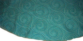 Aqua Blue &amp; White Mosaic Tile Fabric Printed Tablecloth 65&quot; Round Indoor... - £10.20 GBP