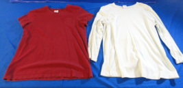 2 QTY RED AND LIGHT GREEN MOTHERHOOD MATERNITY SHIRTS SHIRT BLOUSE WOMEN... - $18.35
