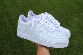 Light Blue Air Force 1s Heart Cartoon Design with Rope Laces - $414.82 CAD