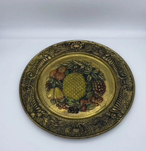 Vintage Brass Wall Platter Embossed Fruit England 14” - £34.41 GBP