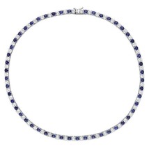 26Ct Round Cut Simulated Sapphire Women&#39;s Pretty Necklace 14k White Gold Silver - £238.69 GBP