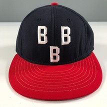 Vintage Birmingham Black Barons Fitted Hat Size 6 7/8 Navy Blue Red Made In USA - £58.89 GBP