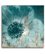 Ebern Designs Teal Flower Graphic Art Print on Wrapped Canvas - £29.81 GBP