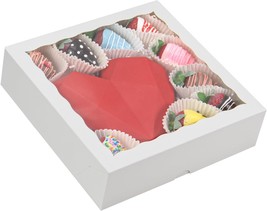 25pcs 9x9x2.5 Inches White Bakery Boxes with Window Cookies Boxes Pie Boxes Choc - £30.10 GBP