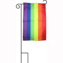 AES 12x18 Embroidered Rainbow Gay Pride Sleeved w/Garden Stand 12&quot;x18&quot; Flag Fade - £13.95 GBP