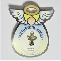 Angel Pin Aquamarine Birthstone March Austrian Crystal Gold - £3.08 GBP