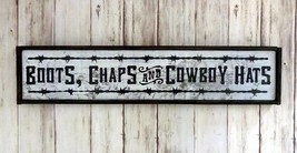 Boots, Chaps And Cowboy Hats - Handmade Framed Rustic Wood Sign Western - £12.56 GBP