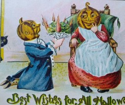 Halloween Postcard Gottschalk Human Faces Fantasy Goblins Fort Wayne IND 1911 - £50.13 GBP