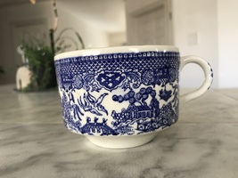 Japanese Blue White Coffee Cup hand painted - $14.99