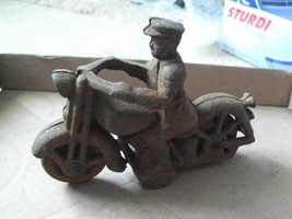 Vintage 1940s Cast Iron Policeman on Motorcycle Toy Very Rusted LOOK - £106.70 GBP