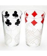 Set of 2  Vintage Playing Cards Drinking Glasses 4.75&quot; height - $14.82