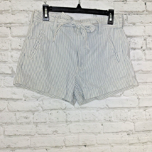 American Eagle Shorts Womens 6 Ivory Blue Striped Hi Rise Belted Cotton - £12.57 GBP