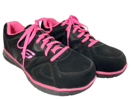 Skechers Memory Foam STEEL Toe Wide Width Black Pink Work Shoe Sneaker Size 11 - £43.14 GBP