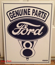 Ford V8 Metal Sign Genuine Parts Retro Vintage Nostalgia Poster Garage Art - £15.41 GBP