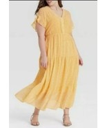 Plus Size Dress Ava Viv Ruffle Spring Yello Sexy Sweet Flirty Retro Chic... - $65.36 CAD