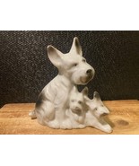 Vintage Japanese Porcelain Scotty with Pups Collectible Figurine 4&quot; - £6.90 GBP