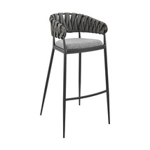 Cherie Barstool: Gray Faux Leather &amp; Steel - £200.70 GBP