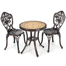 3-Piece All-Weather Cast Aluminum Patio Bistro Set-Copper - Color: Copper - $282.29