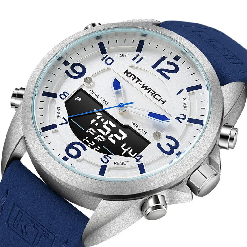 Watch Double Time Zone Swim Men  Watch Digital Calendar Wrist  Waterproof 50M  C - £47.66 GBP