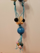 Multicolor Acrylic Beads On Teal Slipknot Cord Necklace 32&quot;-64&quot;  - £7.86 GBP