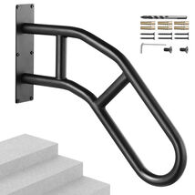 VEVOR Outdoor Step Handrail,32"L,Wall Mount,U-Shaped,Matte Black,1-3 Steps - $33.90