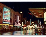 Yonge Street View Night Toronto Ontario Canada UNP Chrome Postcard U25 - $4.90