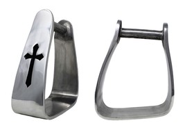 Challenger Western Angled Aluminum Saddle Roper Stirrups Black Cross 5132 - $44.54