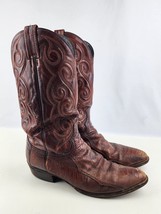 Dan Post Men&#39;s Gator / Caiman Toe Leather Cowboy Boots Brown Size 10 D - £69.24 GBP