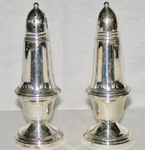 VINTAGE CROWN STERLING SILVER SALT &amp; PEPPER SHAKERS, GLASS LINED, WEIGHT... - £14.86 GBP