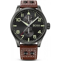 Hugo Boss 1513079 Men&#39;s Aeroliner Day Date Leather Strap Watch - £165.63 GBP