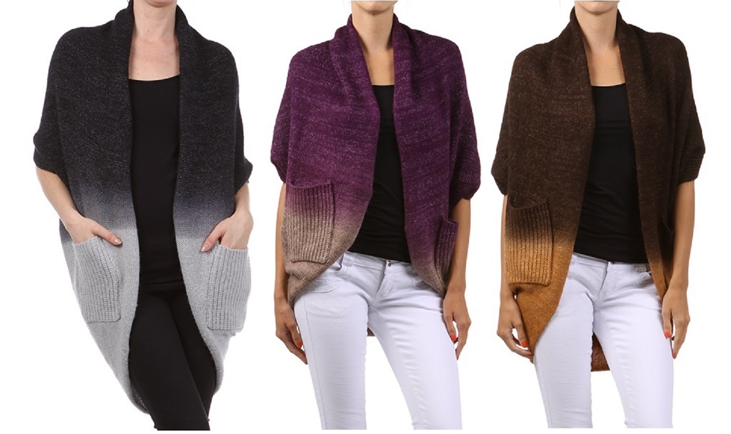 M-Rena Open Ombre Cocoon Cardigan W/ Pockets