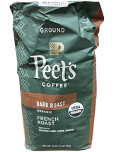 Peet&#39;s Organic Ground Coffee French Dark Roast 32oz 2Lb Truffle, Smoke, Caramel - £19.37 GBP