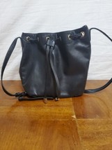 Barneys New York Small Leather Drawstring Crossbody Bucket Hand Bag Purs... - $30.81