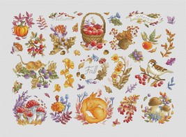 Autumn cross stitch mushrooms pattern pdf - Foxes cross stitch autumn fo... - $39.99