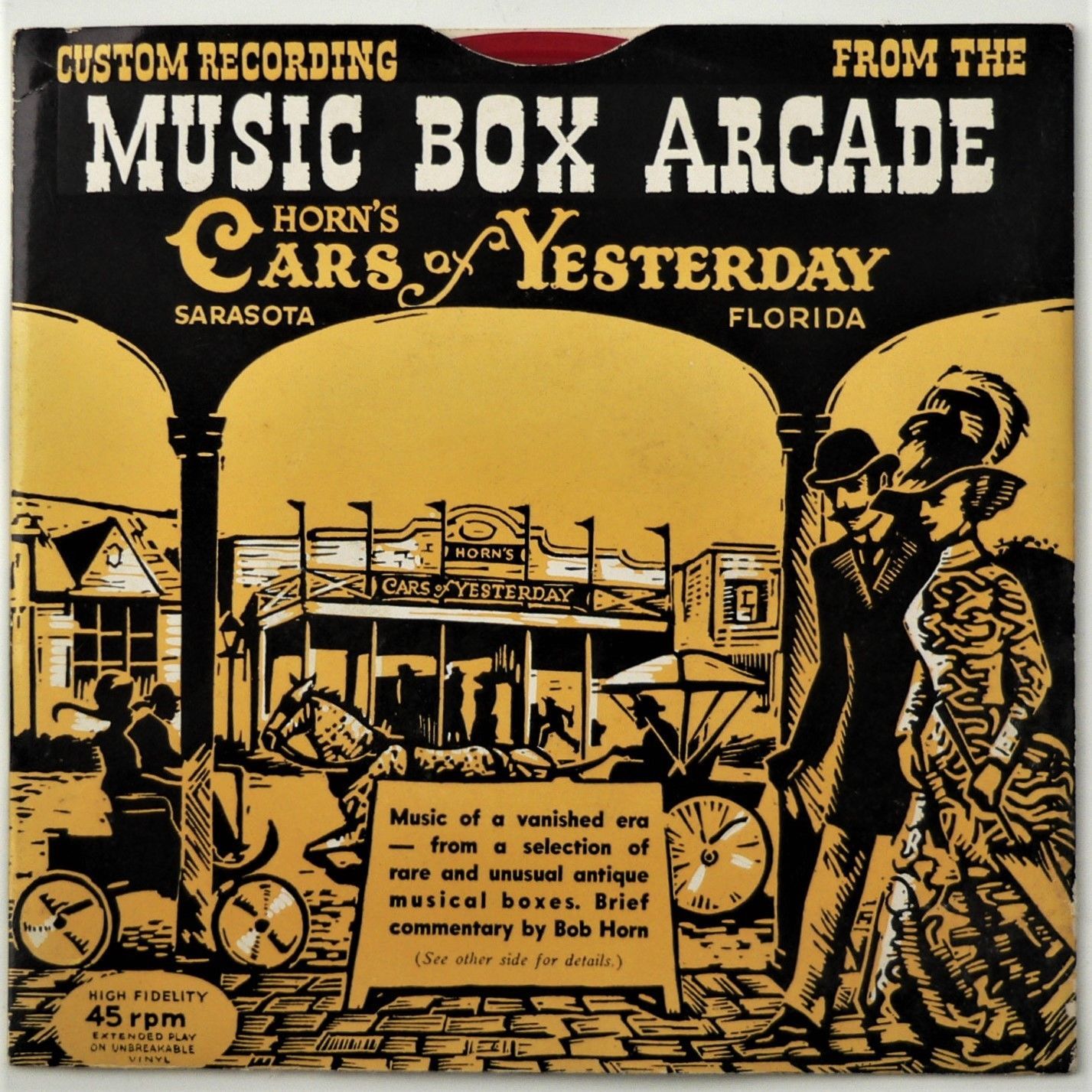 HORN&#39;S CARS OF YESTERDAY - MUSIC BOX ARCADE - Rare 1960&#39;s Red Vinyl 7&quot; 4... - $14.84