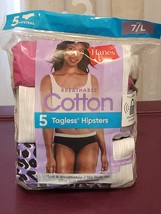 Hanes Womens 5 Pack Hipster Panties Size 7/L Cool Comfort Cotton Brand New - $15.99