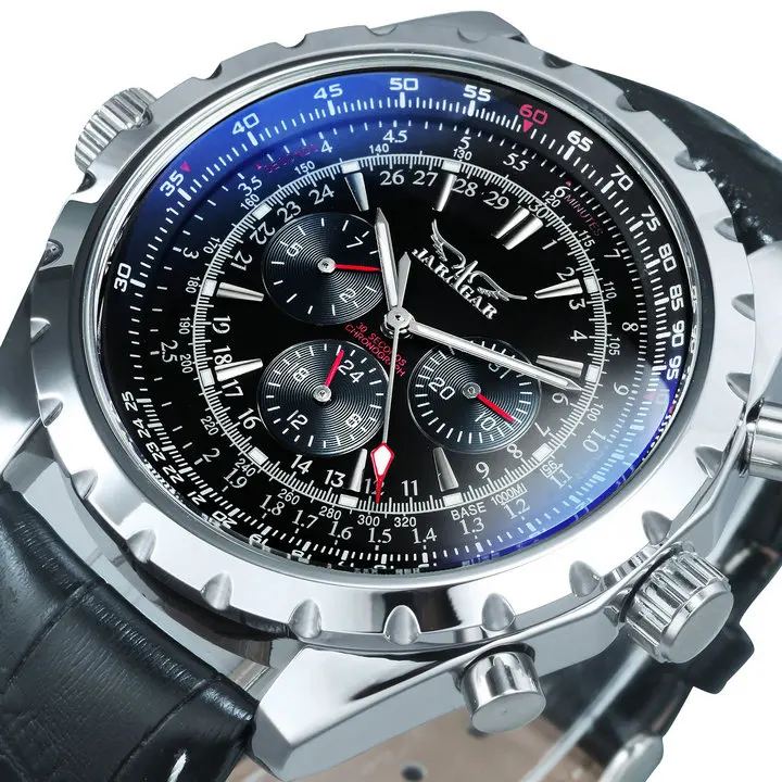 Jaragar  Mens Mechanical  Rotating Bezel  Hand  Automatic Watch Fashion  Leather - £110.76 GBP