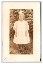 RPPC Adorable Little Girl in White Dress Being Very Patient Postcard R13 - £3.13 GBP
