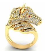 2Ct Round Cut Lab-Created Diamond Women Horse Wedding Ring 14K YellowGol... - £192.25 GBP