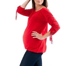 Labor of Love Maternity Drawstring Red 3/4  Sleeve Top with Elastic Bott... - $11.89