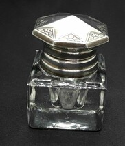 Vintage Sterling Silver &amp; Glass Inkwell Star Pattern .925 1 1/2&quot; x 2 1/8&quot; - $2,752.22 MXN