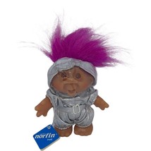 Norfin 5&quot; Mini Astronaut Troll Doll Spacesuit Purple Hair Toy w/ Tag Vintage - £37.96 GBP