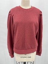 Etica Lysse Pleated Sleeve Sweatshirt Sz M Heathered Gray Pink Cotton Blend - £29.28 GBP