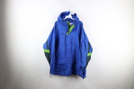 Vintage 90s Columbia Mens Large Spell Out Ripstop Hooded Anorak Jacket Blue - £54.40 GBP