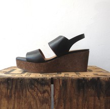 38.5 / 8.5 - Coclico $395 Black Massy Cork Wedge Sandals NEW w/ Box 4427SC - $250.00