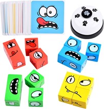 Wooden Face Changing Magic Cube Game Expression Puzzle Building Blocks Pattern M - £28.56 GBP