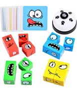 Wooden Face Changing Magic Cube Game Expression Puzzle Building Blocks P... - £28.07 GBP