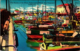 Fishermans Wharf San Francisco California CA Linen Postcard E9 - £3.08 GBP